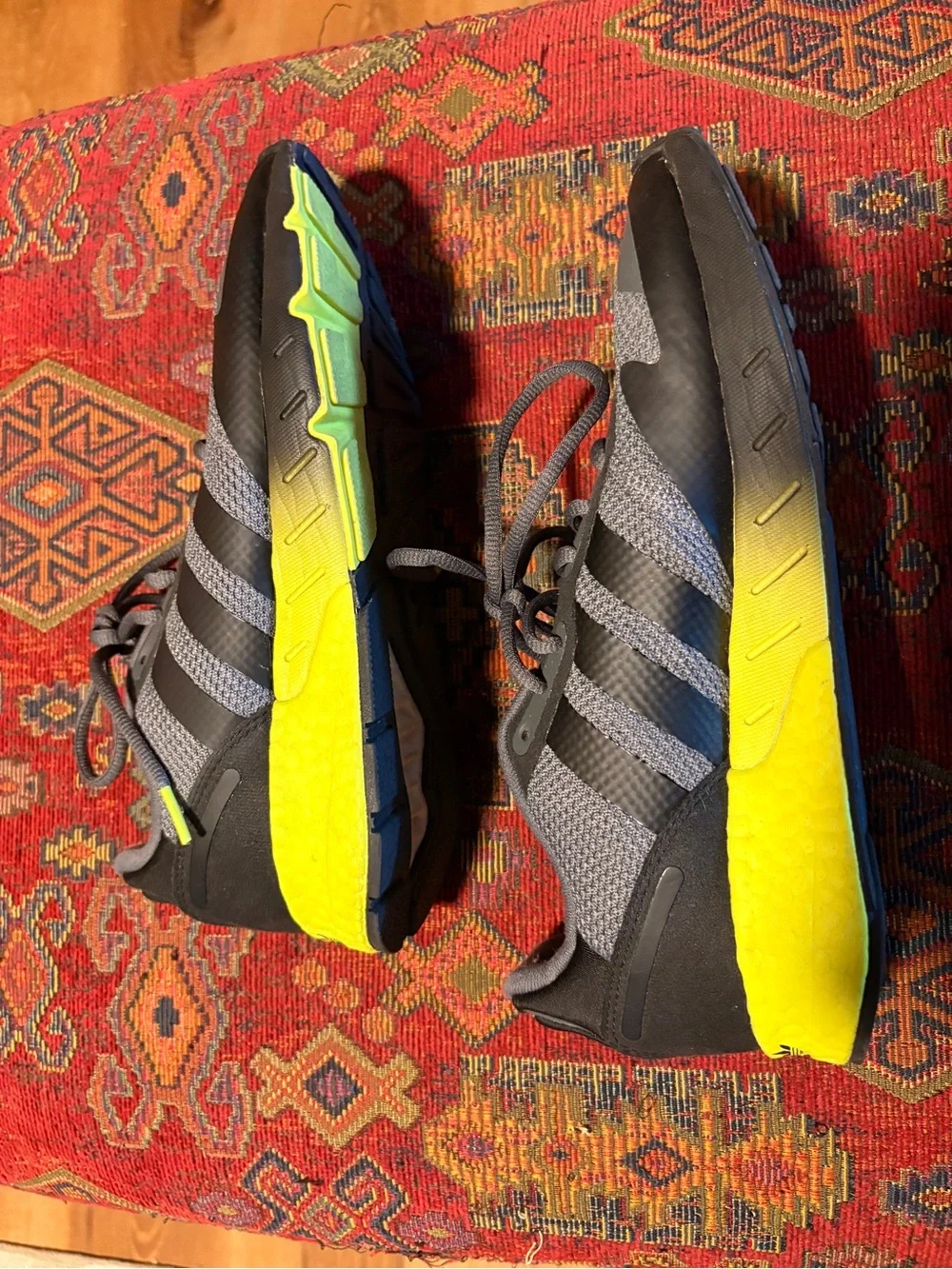 Men's Gray and Yellow Athletic Sneakers